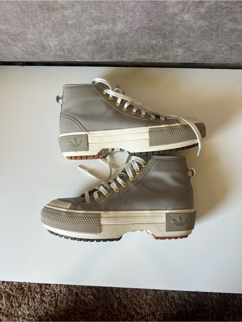 adidas Women's High-Top Sneakers in Light Gray and White - Picture 6 of 9